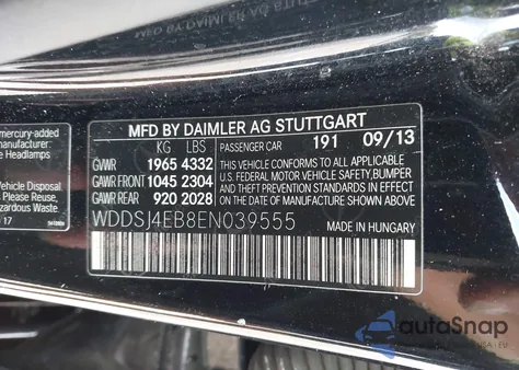 2014 Mercedes-Benz Cla 250 from USA, damaged, VIN WDDSJ4EB8EN039555